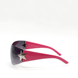 Wrap Around Racer Sunglasses with Star Hinge Detail in Pink