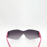 Wrap Around Racer Sunglasses with Star Hinge Detail in Pink