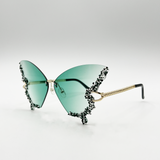 Butterfly Lens with Crystal Detail in Green