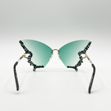 Butterfly Lens with Crystal Detail in Green