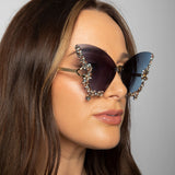 Butterfly Lens with Crystal Detail in Blue