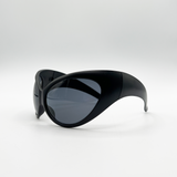 Ultra Curved Wrap Around Sunglasses in Black