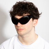 Ultra Curved Wrap Around Sunglasses in Black