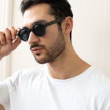 Classic Round Mens Sunglasses  in Black