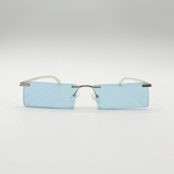 Frameless Rectangle Sunglasses in Pale Blue