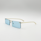 Frameless Rectangle Sunglasses in Pale Blue