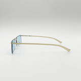 Frameless Rectangle Sunglasses in Pale Blue