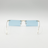 Frameless Rectangle Sunglasses in Pale Blue