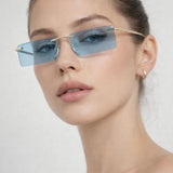 Frameless Rectangle Sunglasses in Pale Blue - svnx