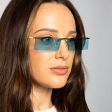 Frameless Rectangle Sunglasses in Pale Blue