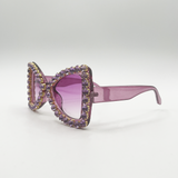 Oversized Triangular Crystal Gem Sunglasses in Purple