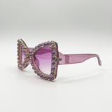 Oversized Triangular Crystal Gem Sunglasses in Purple - svnx