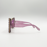 Oversized Triangular Crystal Gem Sunglasses in Purple - svnx