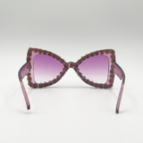 Oversized Triangular Crystal Gem Sunglasses in Purple