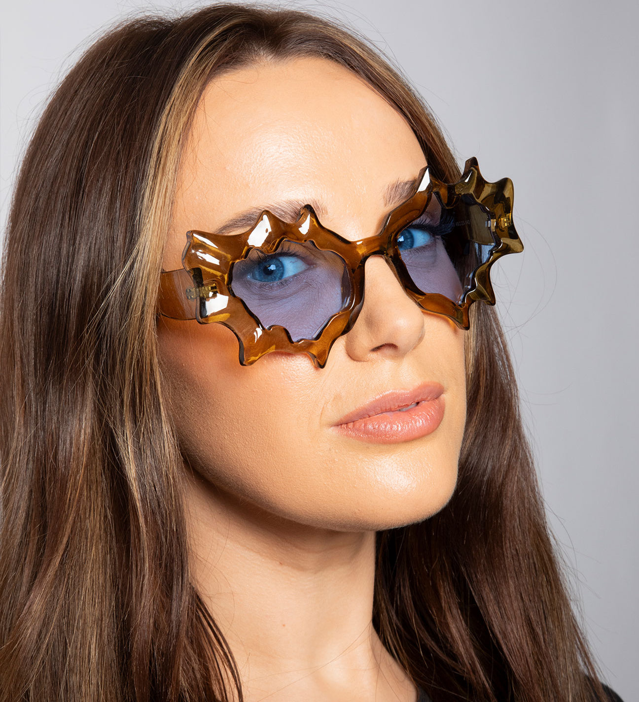 Y2K Irregular Novelty Sunglasses in Brown - svnx