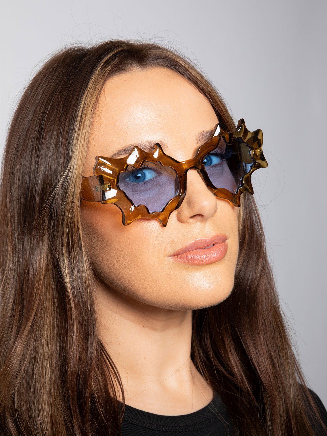 Y2K Irregular Novelty Sunglasses in Brown - svnx