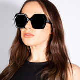 Oversized Rounded Angular Sunglasses in Black