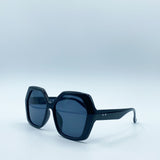 Oversized Rounded Angular Sunglasses in Black