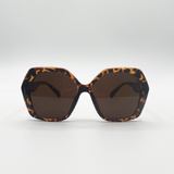 Oversized Rounded Angular Sunglasses in Tortoiseshell