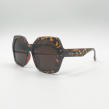 Oversized Rounded Angular Sunglasses in Tortoiseshell