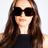 Oversized Rounded Angular Sunglasses in Tortoiseshell - svnx