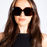 Oversized Rounded Angular Sunglasses in Tortoiseshell