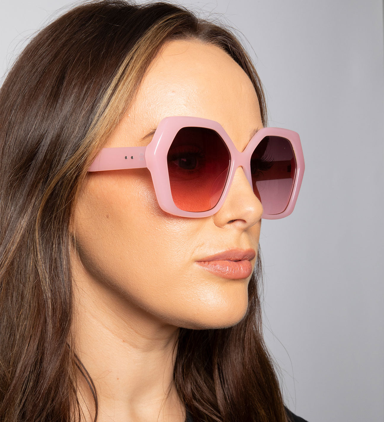 Oversized Rounded Angular Sunglasses in Pink - svnx