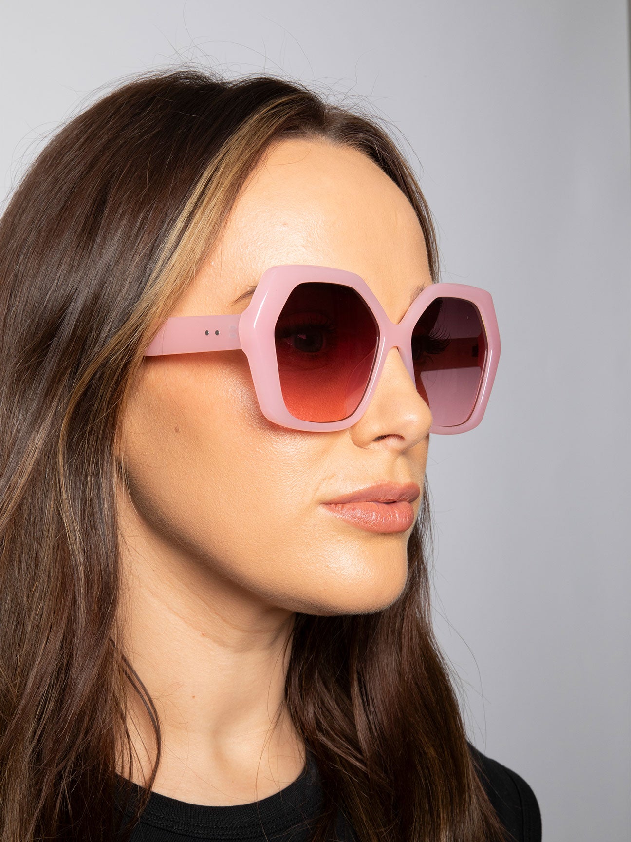 Oversized Rounded Angular Sunglasses in Pink - svnx