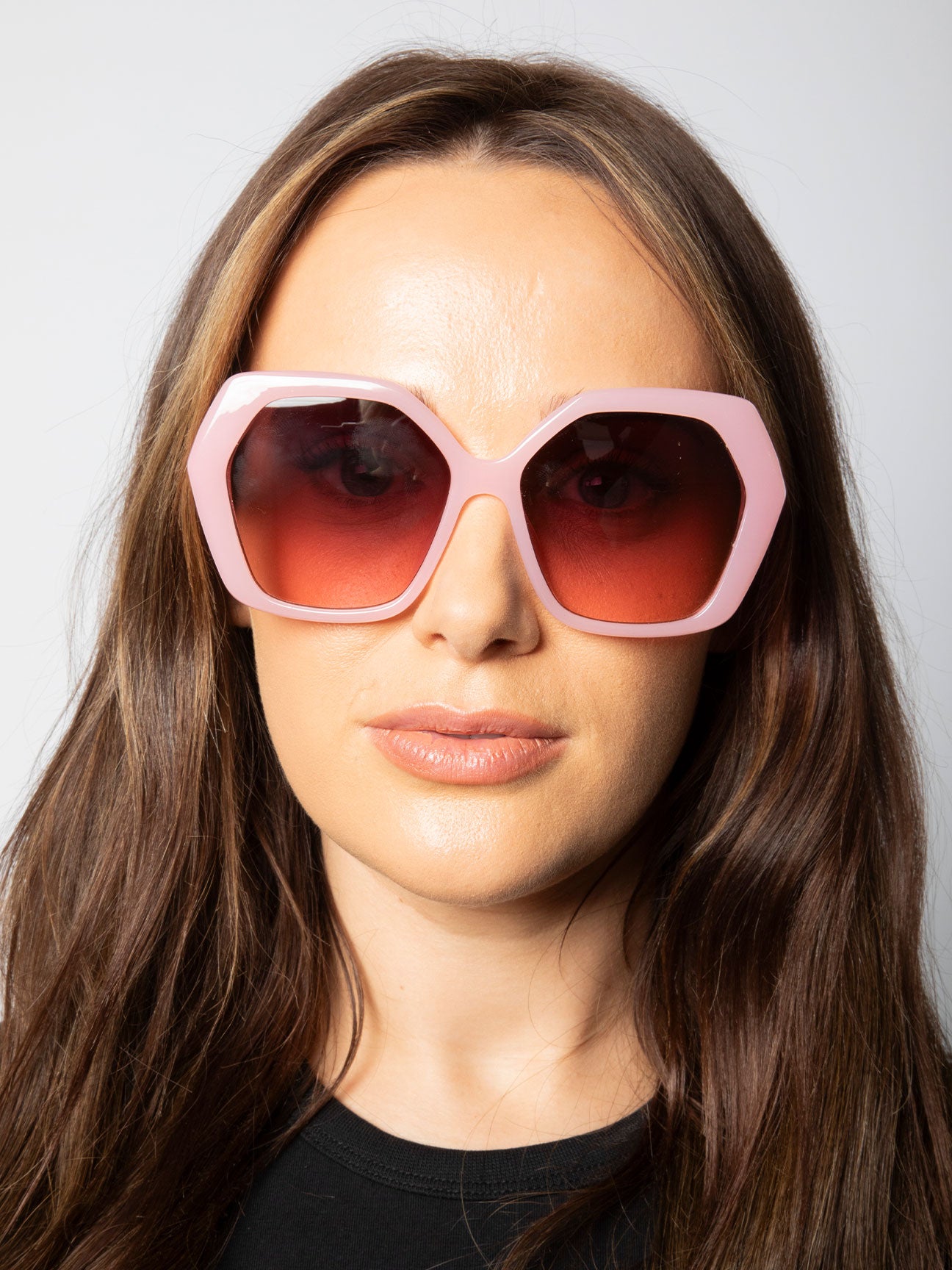 Oversized Rounded Angular Sunglasses in Pink - svnx