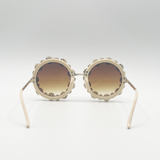 Round Floral Crystal Gem Sunglasses in Pink