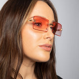 Frameless Square Sunglasses in Pink