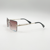 Frameless Square Sunglasses in Brown