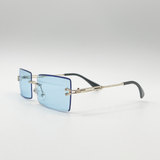 Frameless Square Sunglasses in Pale Blue