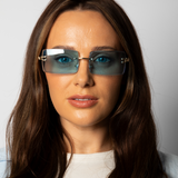 Frameless Square Sunglasses in Pale Blue