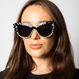 Cateye Sunglasses with Black and Silver crystals