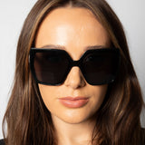 Oversize Cateye Sunglasses with Diamante Detail in Black