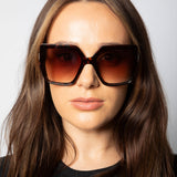 Oversize Cateye Sunglasses with Diamante Detail in Tortoise