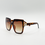 Oversize Cateye Sunglasses with Diamante Detail in Tortoise