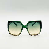 Oversize Cateye Sunglasses with Diamante Detail in Green