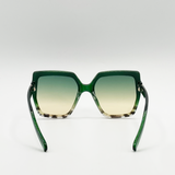 Oversize Cateye Sunglasses with Diamante Detail in Green