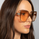 Oversize Cateye Sunglasses with Diamante Detail in Champagne