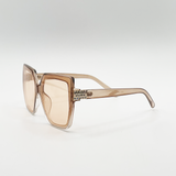 Oversize Cateye Sunglasses with Diamante Detail in Champagne