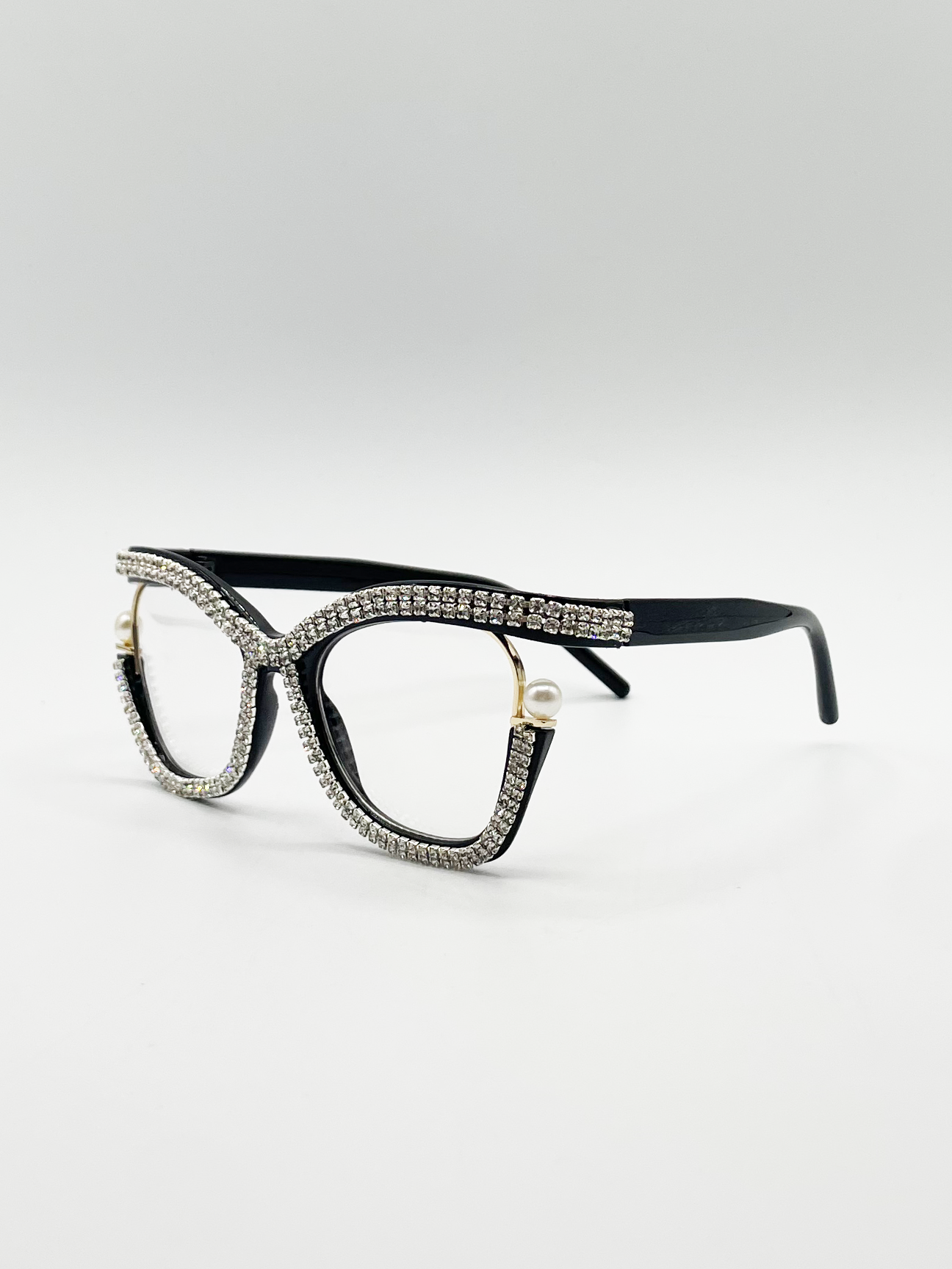 Festival Diamante with Pearls Cateye Glasses - svnx