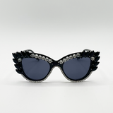 Cateye Sunglasses with Black and Silver crystals