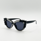 Cateye Sunglasses with Black and Silver crystals