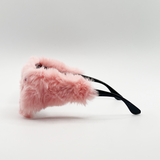 Faux fur Cateye Sunglasses with multicoloured Gems in Pink