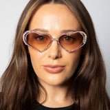 Heart Sunglasses with Gem Detail in Champagne