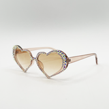 Heart Sunglasses with Gem Detail in Champagne