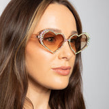 Heart Sunglasses with Gem Detail in Champagne