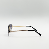 Frameless Octagon Lens with Metal arm in Black